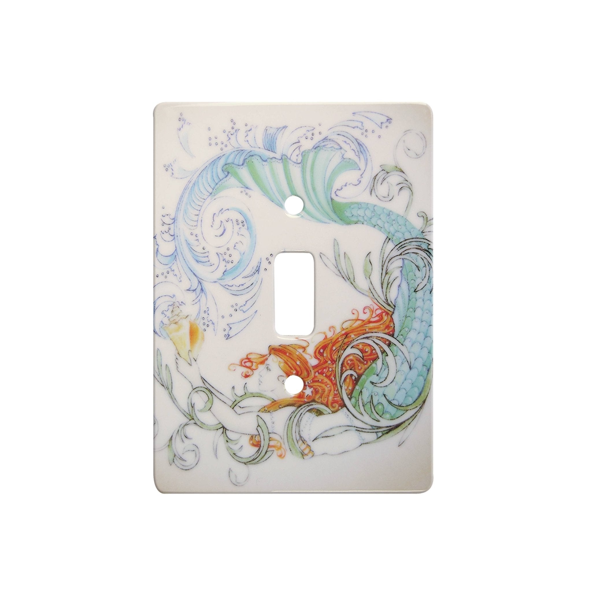 Vintage Mermaid Ceramic Single Switch Wall Floater Plate Accent Decor La Vie Bien Vintage Mermaid Ceramic Single Switch Wall Floater Plate