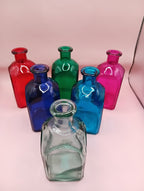 Vintage Square Glass Bottles – Available in Clear, Green, Pink, Red, Blue, Teal, Purple – 5.5" Tall Accent Decor La Vie Bien Vintage Square Glass Bottles – Available in Clear, Green, Pink, Red, Blue, Teal, Purple – 5.5" Tall