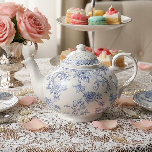 Vintage Style Blue Flowers Fine China Teapot Gifts La Vie Bien Vintage Style Blue Flowers Fine China Teapot