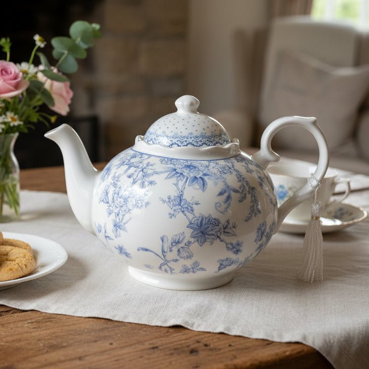Vintage Style Blue Flowers Fine China Teapot Gifts La Vie Bien Vintage Style Blue Flowers Fine China Teapot