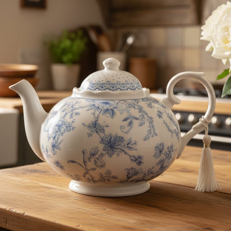 Vintage Style Blue Flowers Fine China Teapot Gifts La Vie Bien Vintage Style Blue Flowers Fine China Teapot