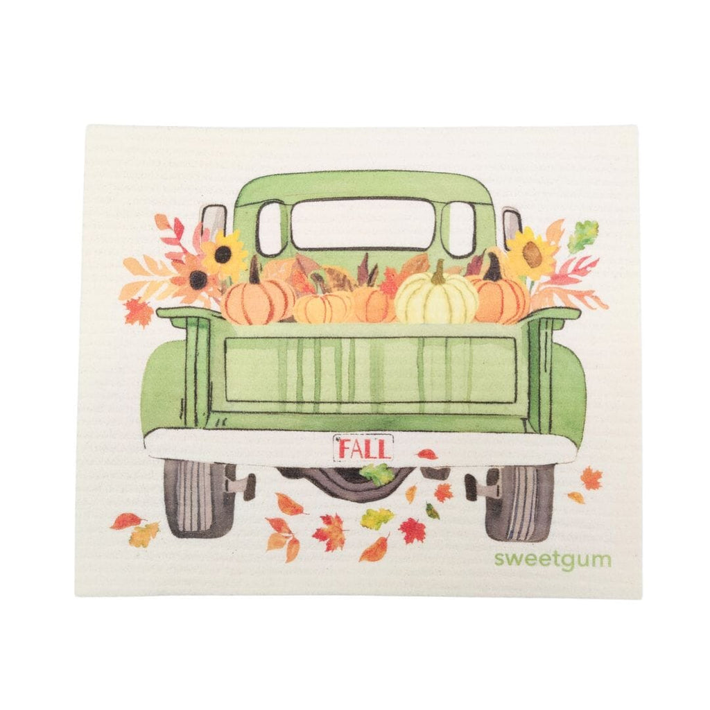 Vintage Truck with Pumpkins & Sunflowers | Fall Swedish Dishcloth Swedish Dishcloths La Vie Bien Vintage Truck with Pumpkins & Sunflowers | Fall Swedish Dishcloth