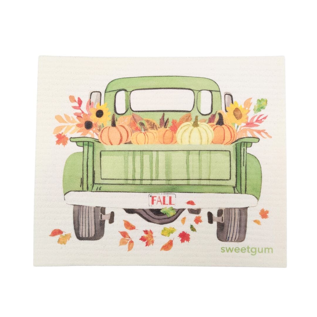 Vintage Truck with Pumpkins & Sunflowers | Fall Swedish Dishcloth Swedish Dishcloths La Vie Bien Vintage Truck with Pumpkins & Sunflowers | Fall Swedish Dishcloth