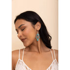 Vintage Turquoise Silver Chandelier Earrings 🔅 Bohemian Vibe Dangle Fashion Jewelry by The Bullish Store