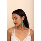 Vintage Turquoise Silver Chandelier Earrings 🔅 Bohemian Vibe Dangle Fashion Jewelry by The Bullish Store