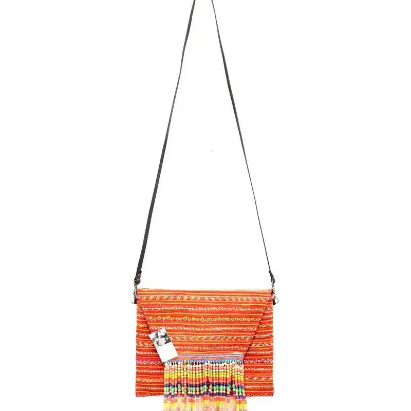 Vintage Upcycled Hmong Fabric Crossbody | Clutch - Thailand La Vie Bien Vintage Upcycled Hmong Fabric Crossbody | Clutch - Thailand