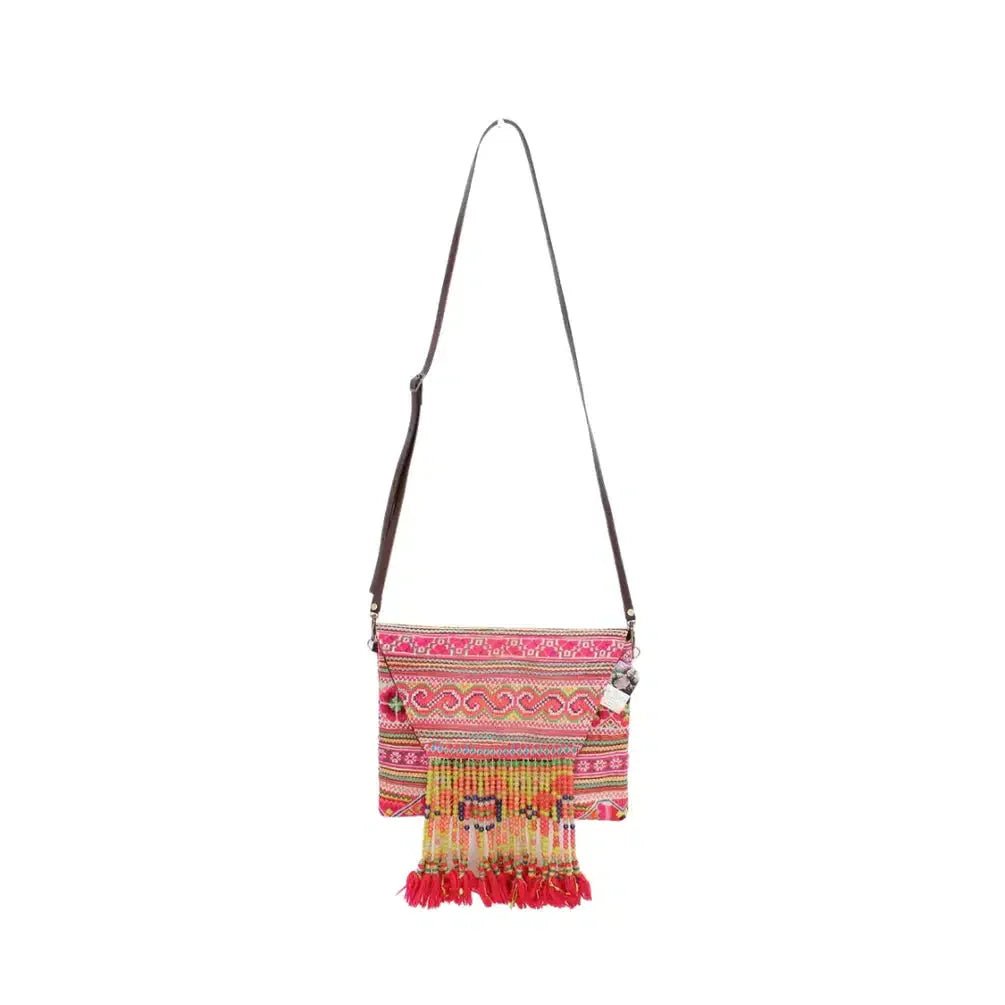 Vintage Upcycled Hmong Fabric Crossbody | Clutch - Thailand La Vie Bien Vintage Upcycled Hmong Fabric Crossbody | Clutch - Thailand