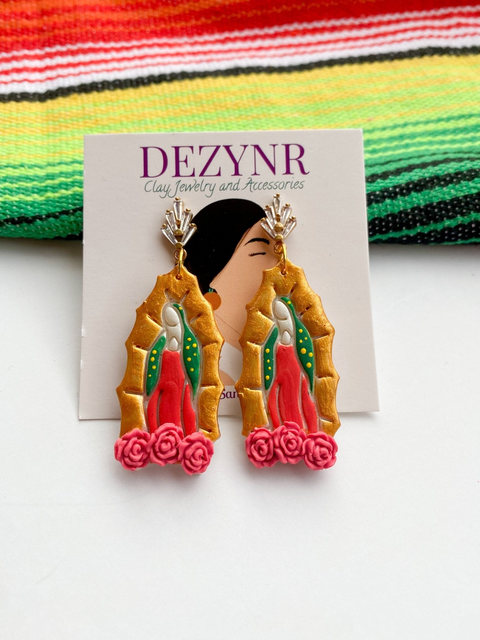 Virgencita with Rosas Earrings La Vie Bien Virgencita with Rosas