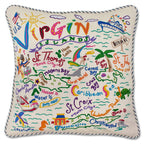 Virgin Islands Hand - Embroidered Pillow Pillows La Vie Bien Virgin Islands Hand - Embroidered Pillow