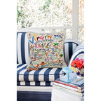 Virgin Islands Hand - Embroidered Pillow Pillows La Vie Bien Virgin Islands Hand - Embroidered Pillow