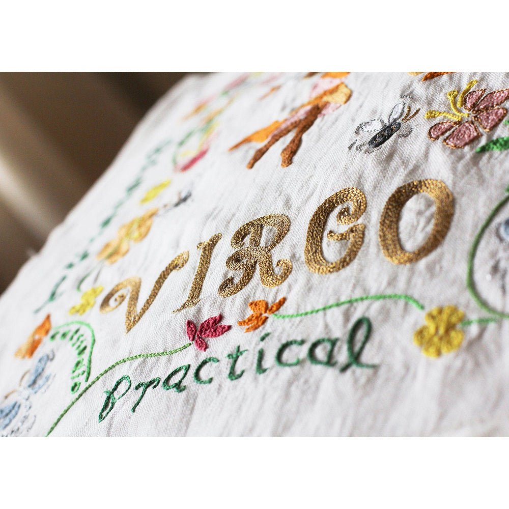 Virgo Astrology Hand - Embroidered Pillow by Cat Studio Pillows La Vie Bien Virgo Astrology Hand - Embroidered Pillow by Cat Studio