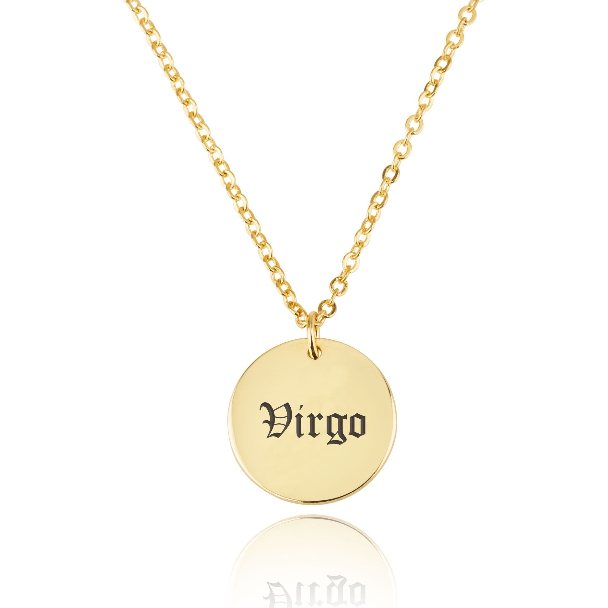 Virgo Script Disk Necklace La Vie Bien Virgo Script Disk Necklace