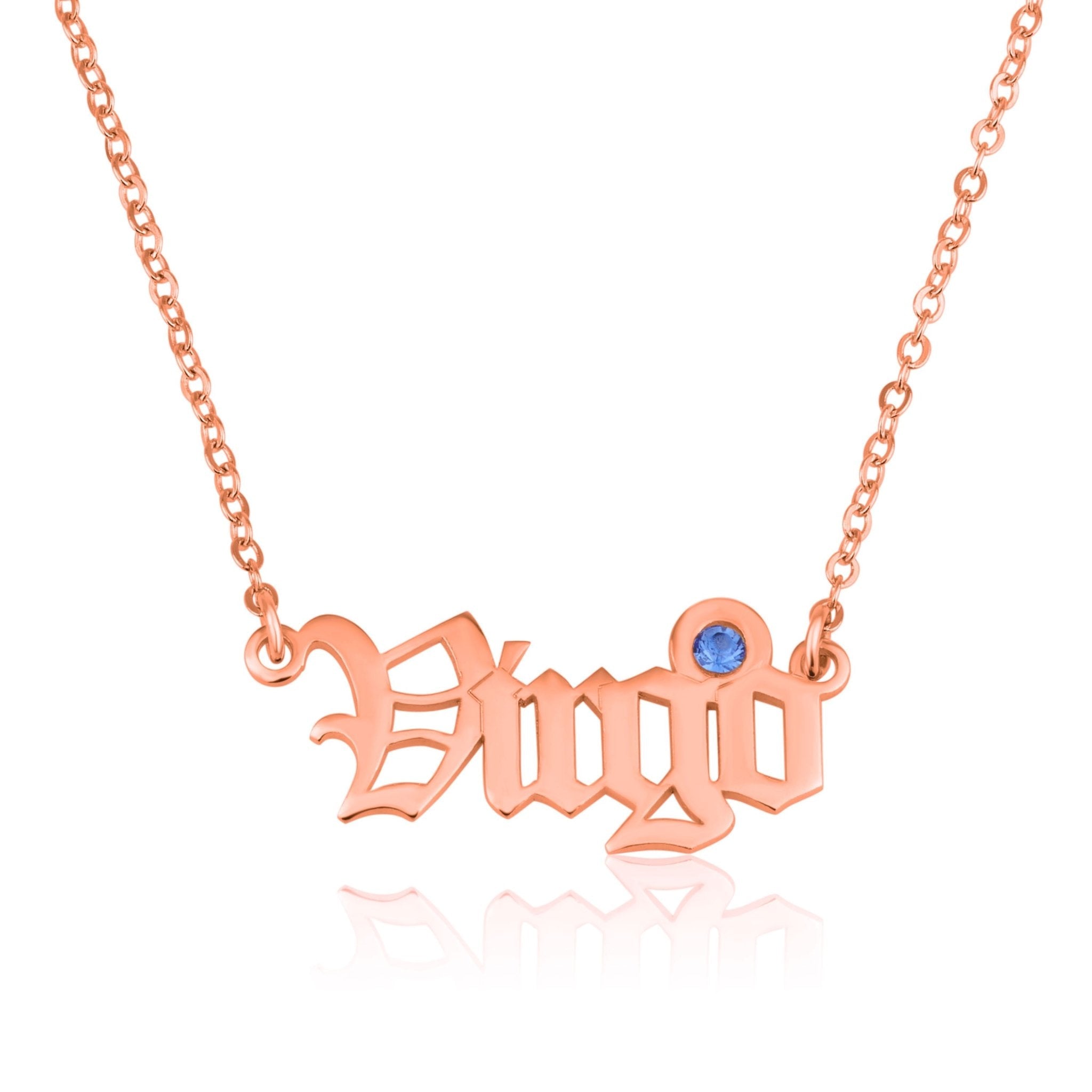 Virgo Script Necklace With Swarovski Birthstone La Vie Bien Virgo Script Necklace With Swarovski Birthstone