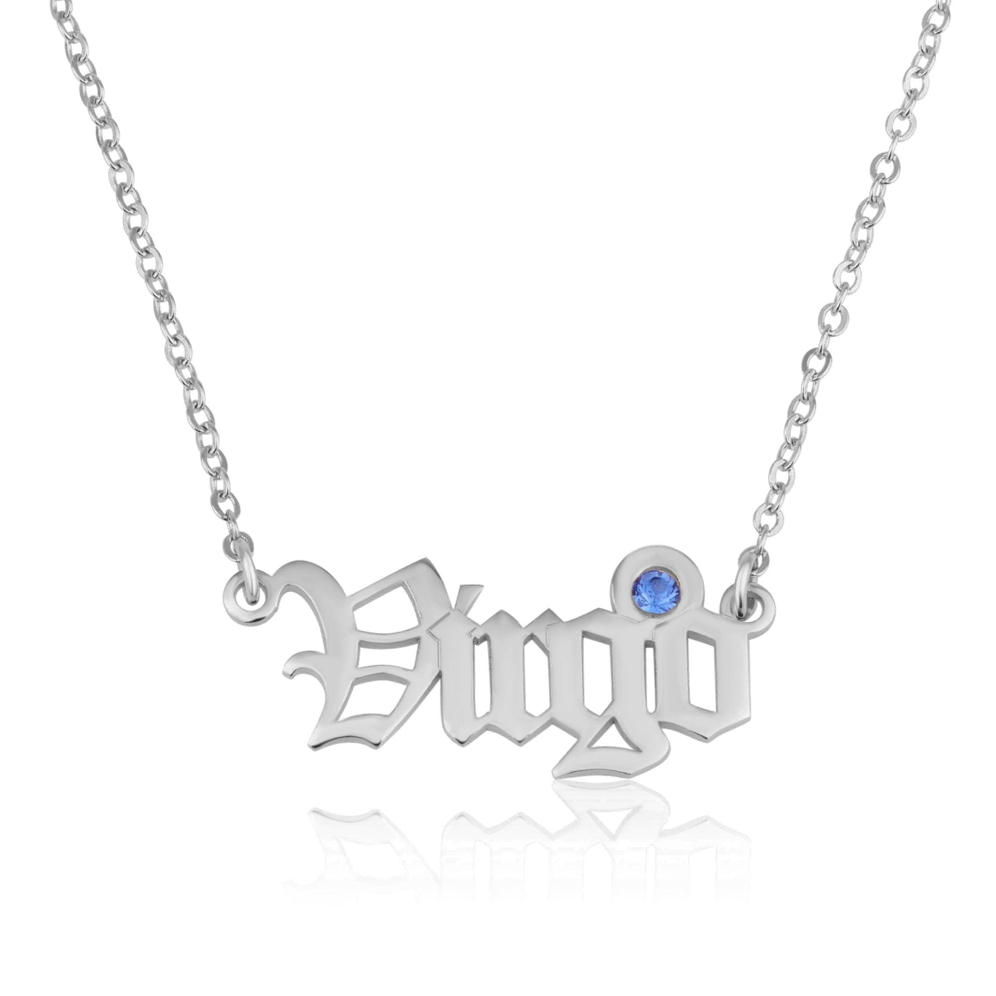 Virgo Script Necklace With Swarovski Birthstone La Vie Bien Virgo Script Necklace With Swarovski Birthstone