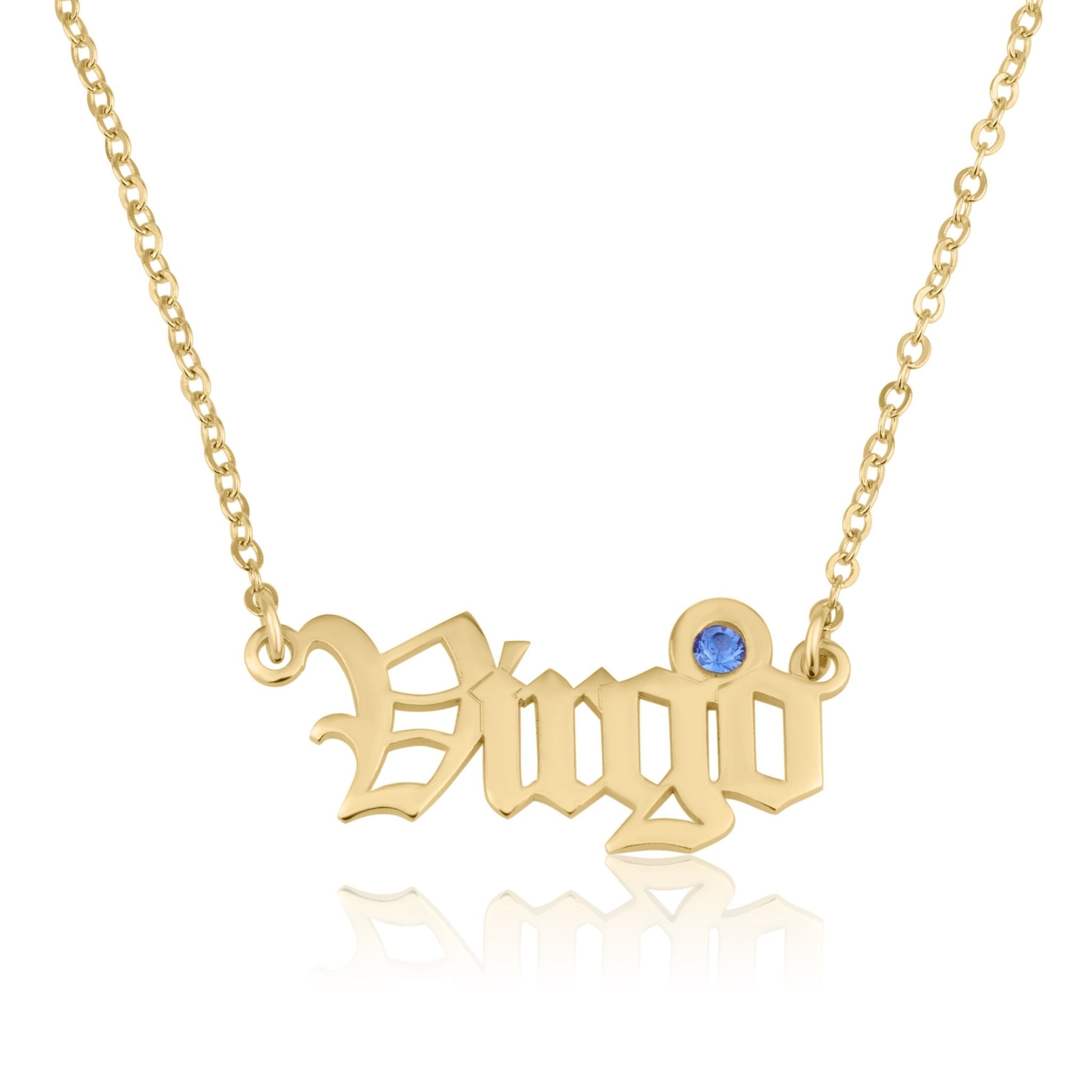 Virgo Script Necklace With Swarovski Birthstone La Vie Bien Virgo Script Necklace With Swarovski Birthstone