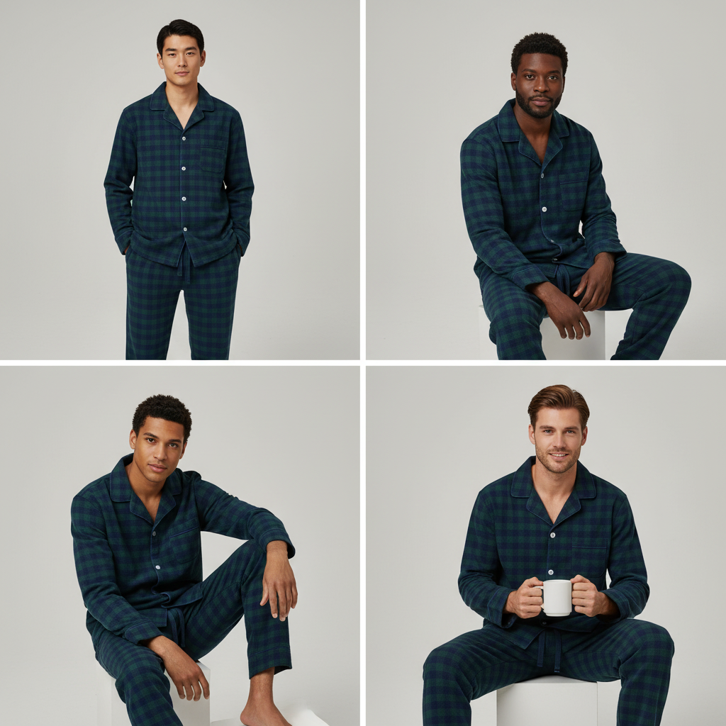 Flannel People Mens 100% Cotton Flannel Pajama Set with Pant Pockets & Drawstring