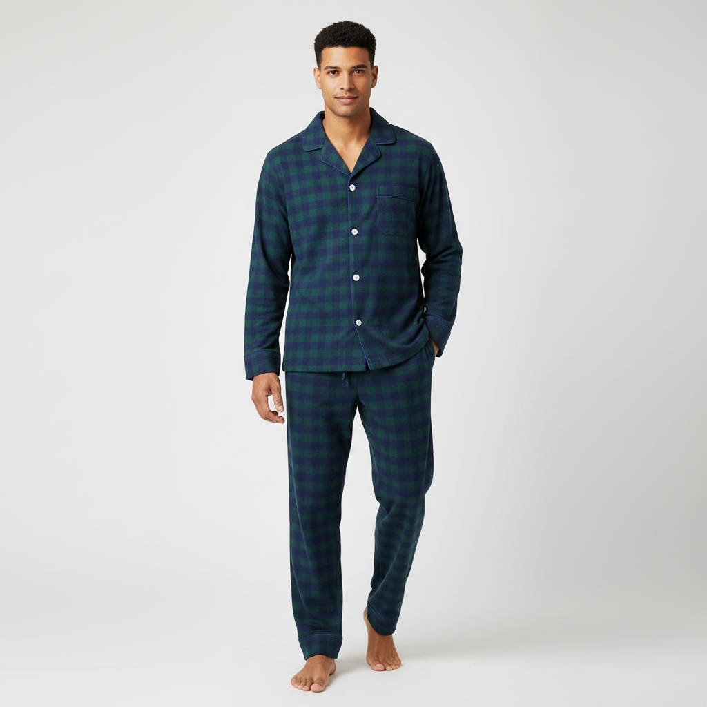 Flannel People Mens 100% Cotton Flannel Pajama Set with Pant Pockets & Drawstring
