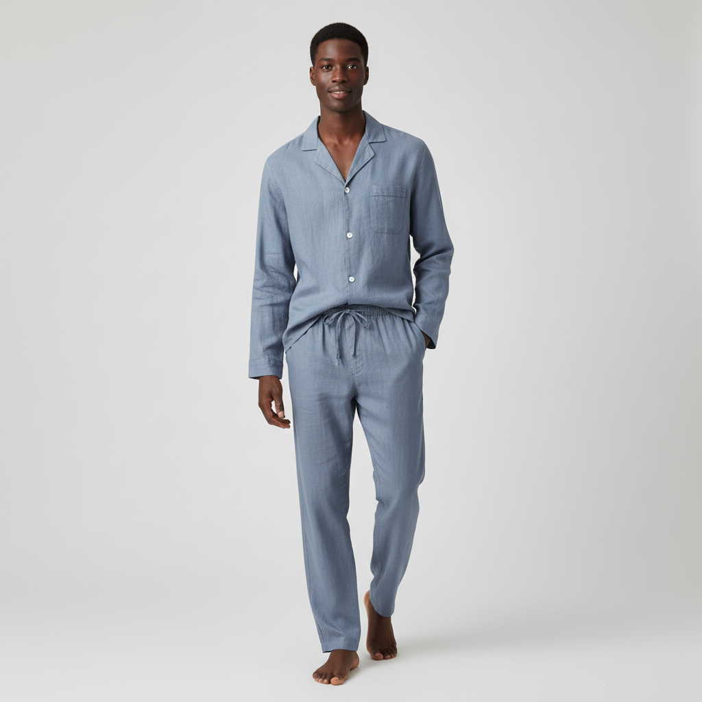 Noble Mount 100% Linen Men's Pajama Set for Summer