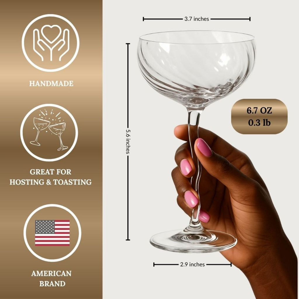 Vivre Luxury Crystal Coupe Glasses – Set of 4 Cocktail glasses La Vie Bien Vivre Luxury Crystal Coupe Glasses – Set of 4