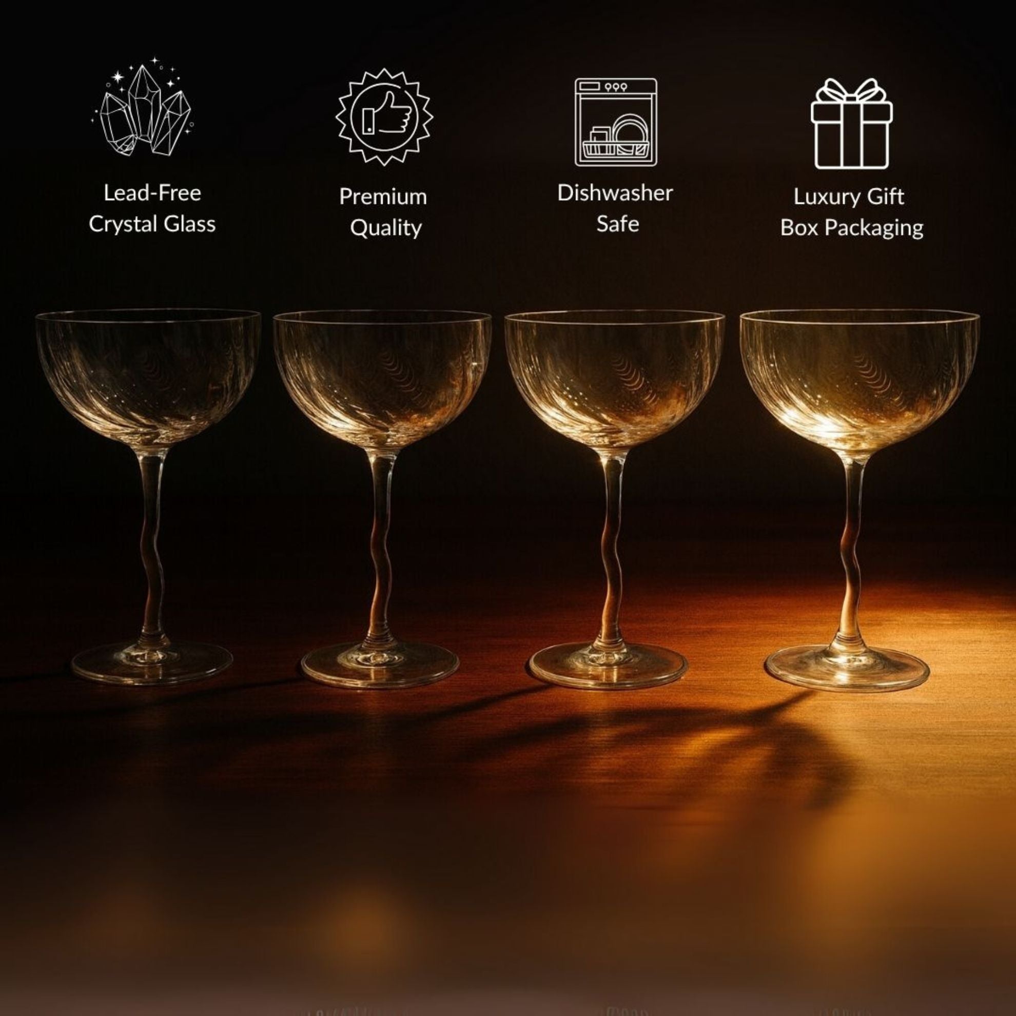 Vivre Luxury Crystal Coupe Glasses – Set of 4 Cocktail glasses La Vie Bien Vivre Luxury Crystal Coupe Glasses – Set of 4