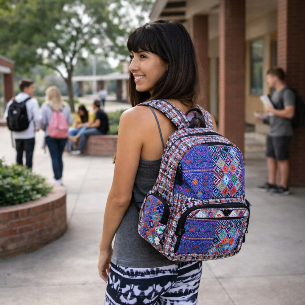 Volcano Huipil Upcycled Textile Backpack - Guatemala Bags La Vie Bien Volcano Huipil Upcycled Textile Backpack - Guatemala
