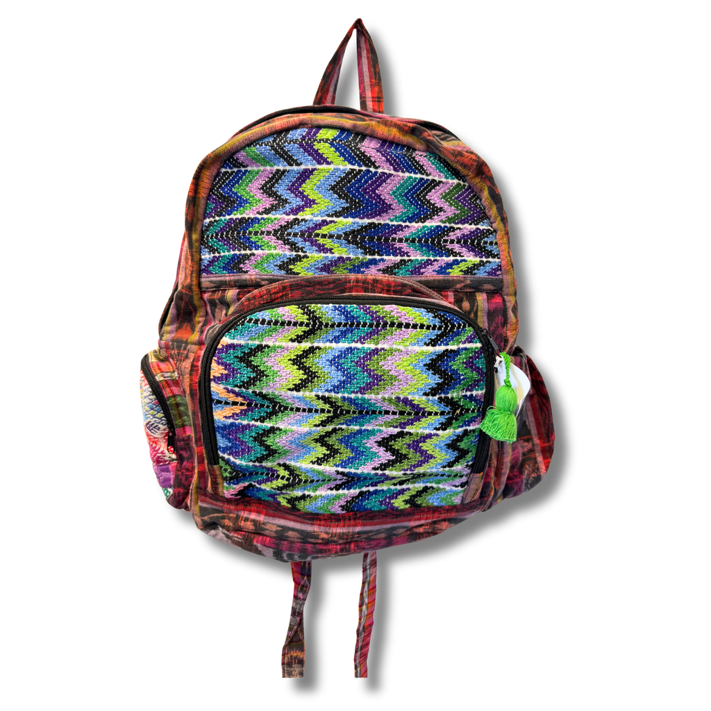 Volcano Huipil Upcycled Textile Backpack - Guatemala Bags La Vie Bien Volcano Huipil Upcycled Textile Backpack - Guatemala