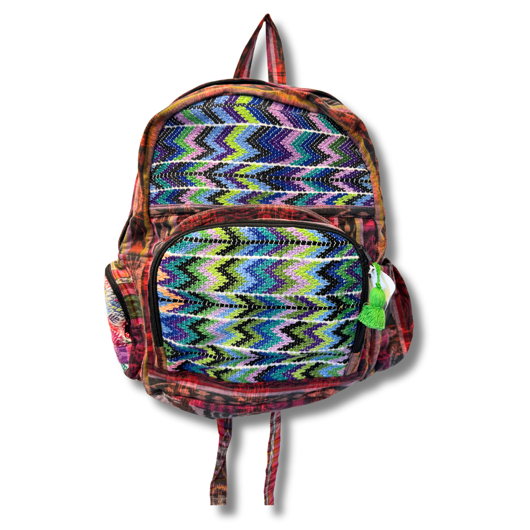Volcano Huipil Upcycled Textile Backpack - Guatemala Bags La Vie Bien Volcano Huipil Upcycled Textile Backpack - Guatemala