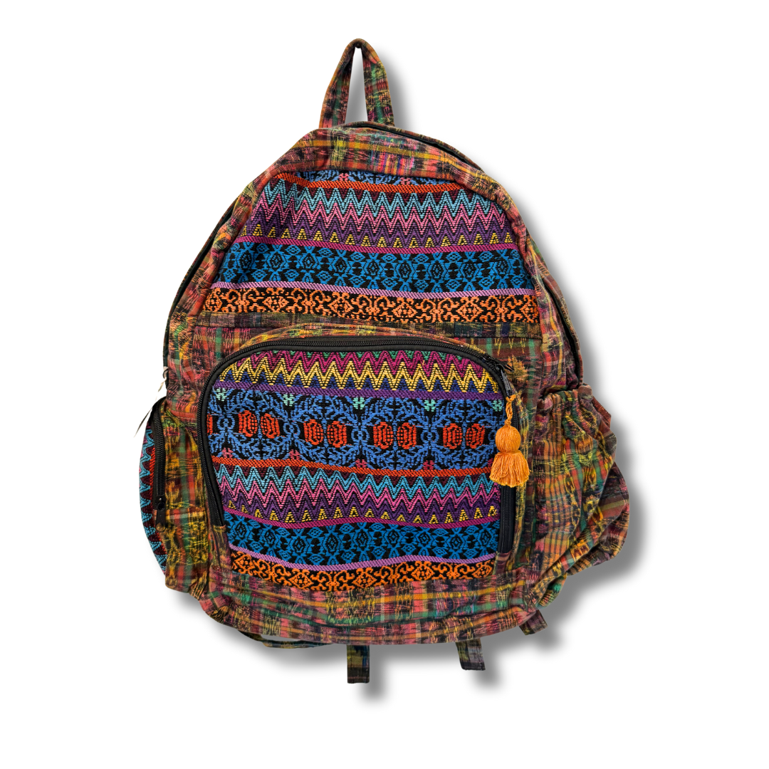 Volcano Huipil Upcycled Textile Backpack - Guatemala Bags La Vie Bien Volcano Huipil Upcycled Textile Backpack - Guatemala