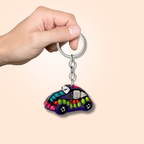 Volkswagen VW Van & Beetle Mexican Hand painted Clay Keychain - Mexico Keychains La Vie Bien Volkswagen VW Van & Beetle Mexican Hand painted Clay Keychain - Mexico