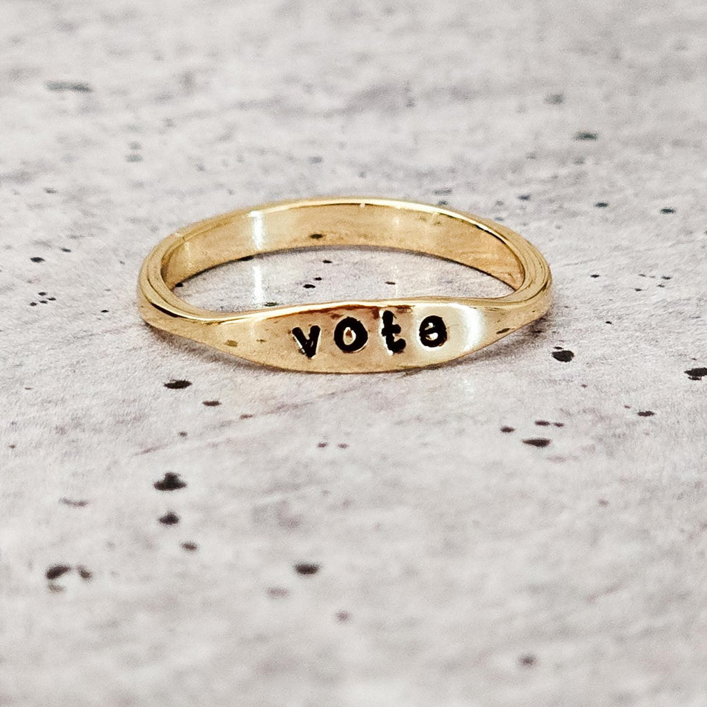 Vote Dainty Ring: Sterling Silver or Gold Plated Finger Rings La Vie Bien Vote Dainty Ring: Sterling Silver or Gold Plated