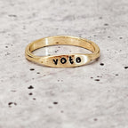 Vote Dainty Ring: Sterling Silver or Gold Plated Finger Rings La Vie Bien Vote Dainty Ring: Sterling Silver or Gold Plated