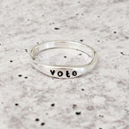 Vote Dainty Ring: Sterling Silver or Gold Plated Finger Rings La Vie Bien Vote Dainty Ring: Sterling Silver or Gold Plated