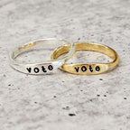 Vote Dainty Ring: Sterling Silver or Gold Plated Finger Rings La Vie Bien Vote Dainty Ring: Sterling Silver or Gold Plated