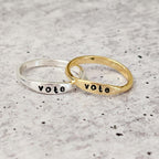 Vote Dainty Ring: Sterling Silver or Gold Plated Finger Rings La Vie Bien Vote Dainty Ring: Sterling Silver or Gold Plated