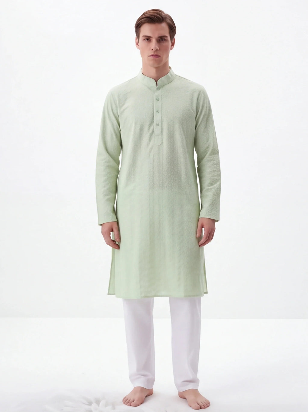 2072 - Light green Kurta with white pajama