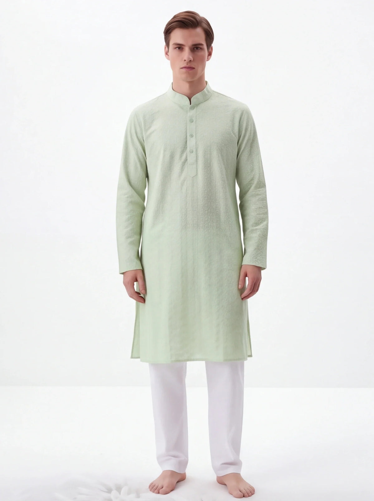 2072 - Light green Kurta with white pajama