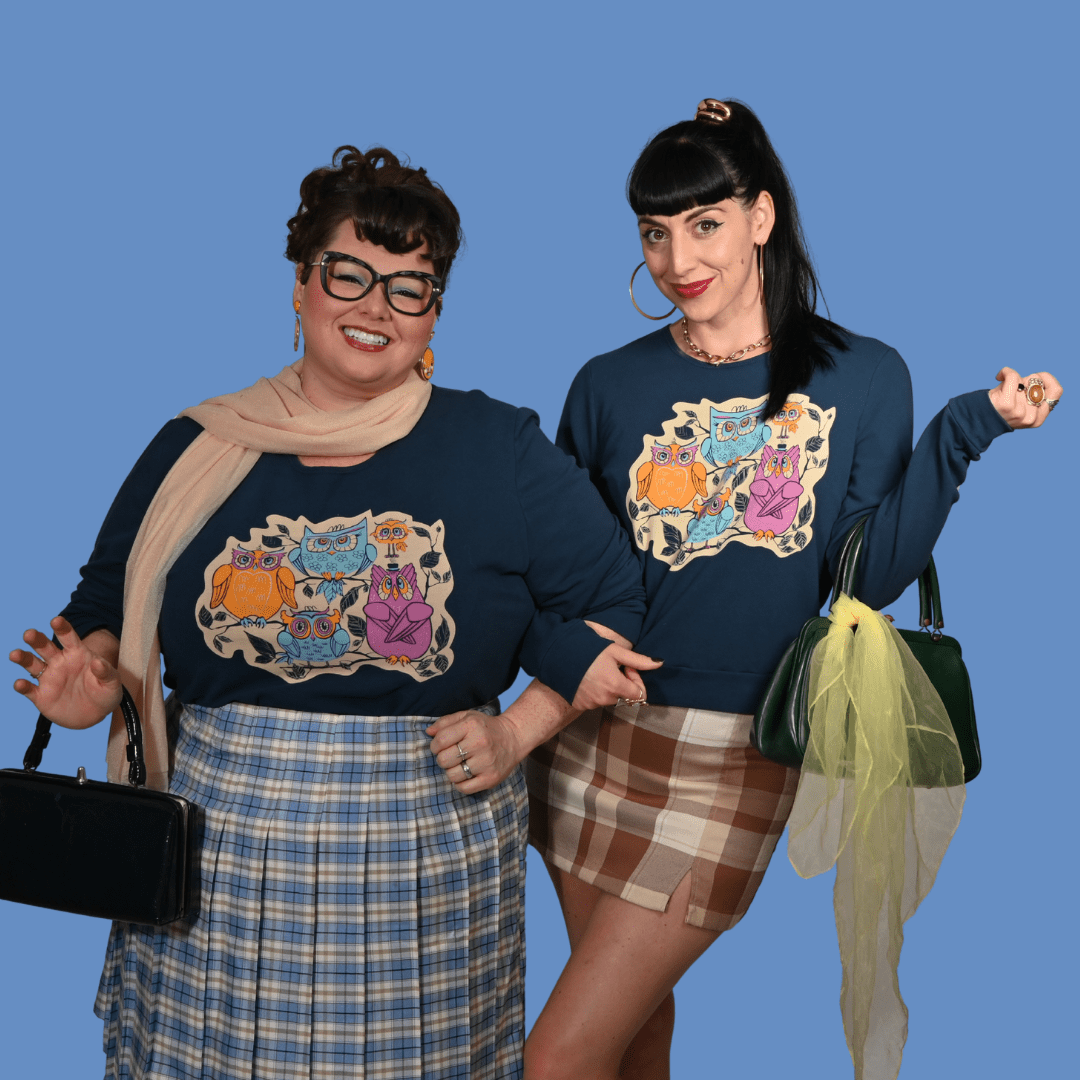 Wacky Owls Pullover in Midnight Blue Sweatshirt La Vie Bien Wacky Owls Pullover in Midnight Blue