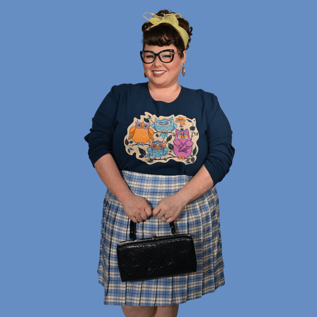 Wacky Owls Pullover in Midnight Blue Sweatshirt La Vie Bien Wacky Owls Pullover in Midnight Blue