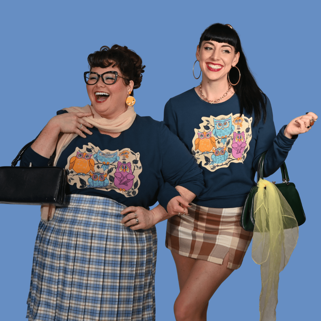 Wacky Owls Pullover in Midnight Blue Sweatshirt La Vie Bien Wacky Owls Pullover in Midnight Blue