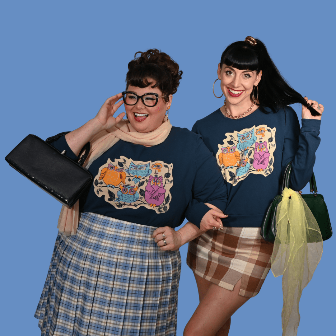 Wacky Owls Pullover in Midnight Blue Sweatshirt La Vie Bien Wacky Owls Pullover in Midnight Blue