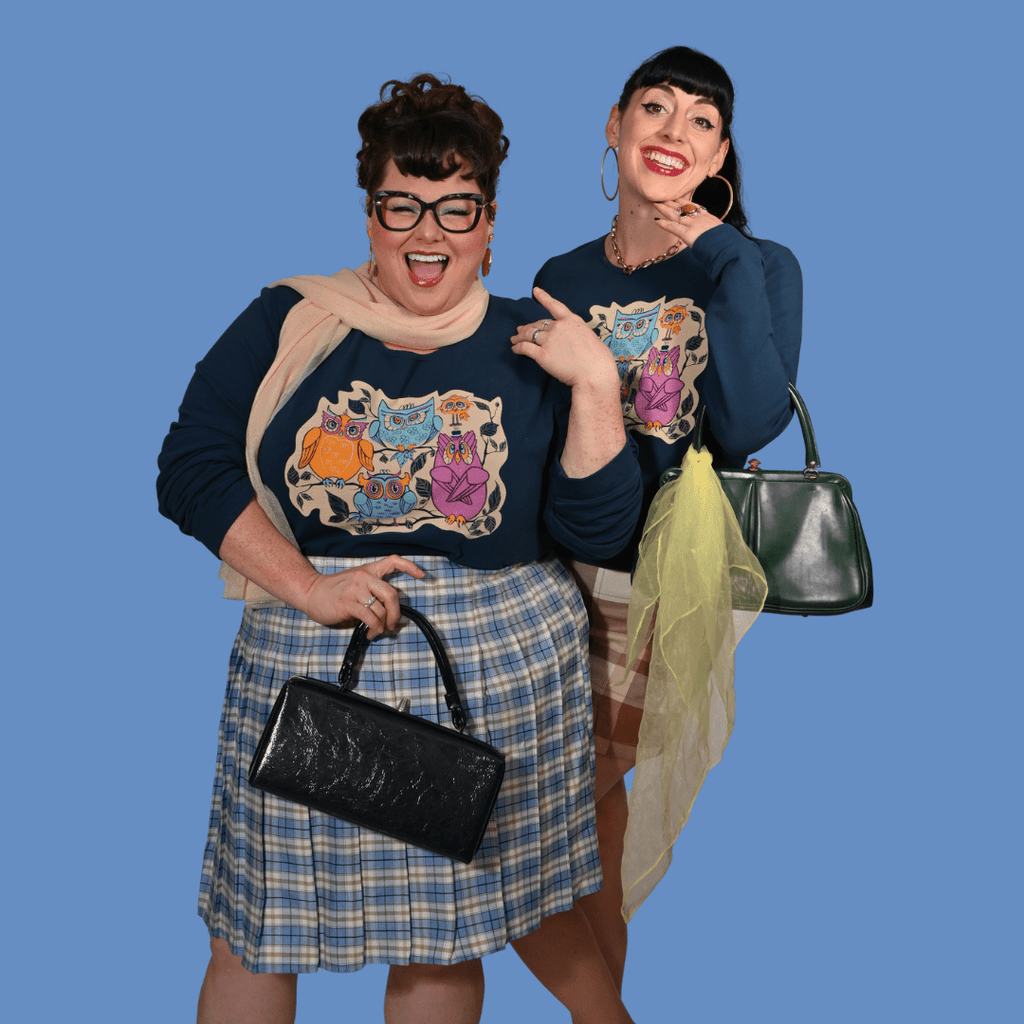 Wacky Owls Pullover in Midnight Blue Sweatshirt La Vie Bien Wacky Owls Pullover in Midnight Blue