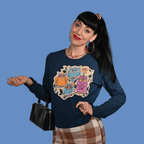 Wacky Owls Pullover in Midnight Blue Sweatshirt La Vie Bien Wacky Owls Pullover in Midnight Blue
