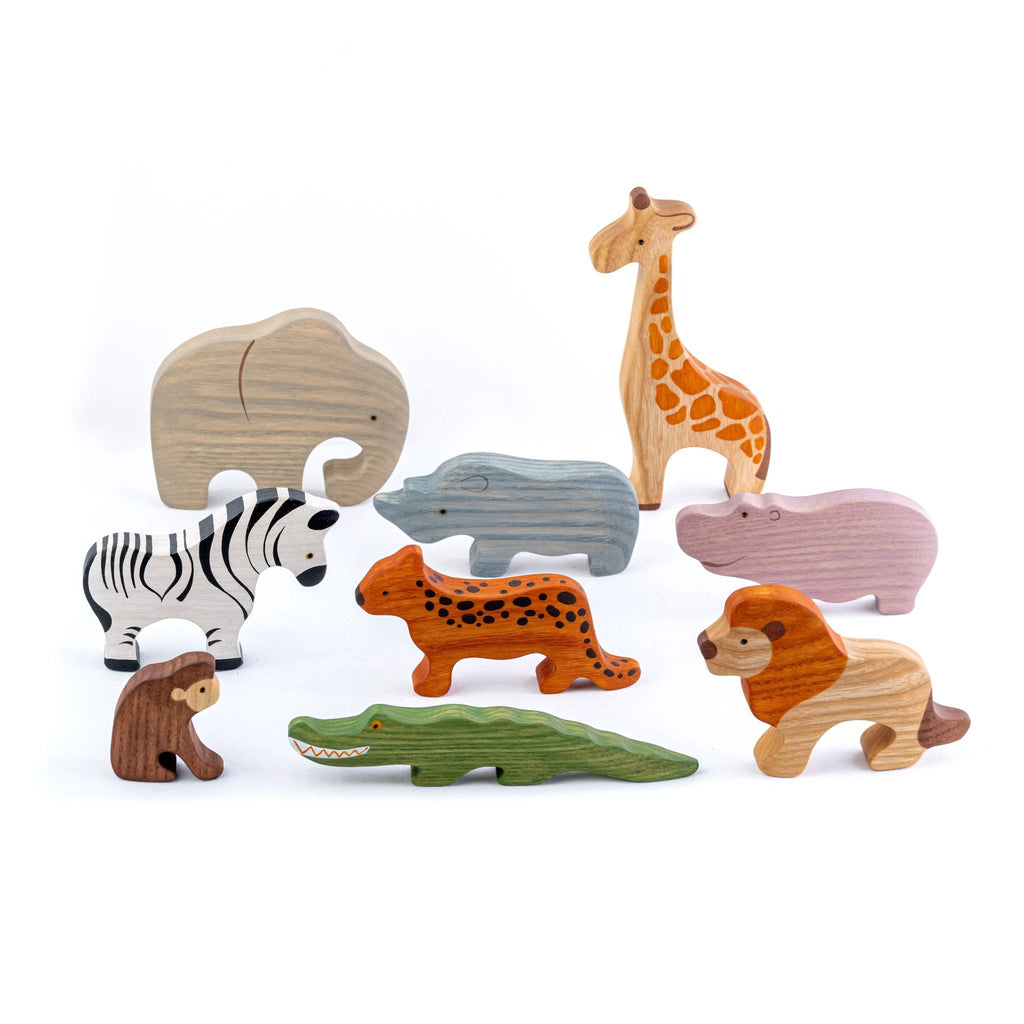 Waldorf African Safari Set of 9 Animals painted by PoppyBabyCo