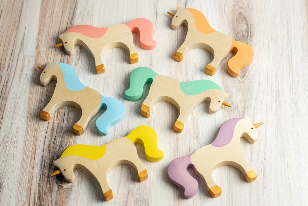 Waldorf large wooden Unicorn toy by PoppyBabyCo