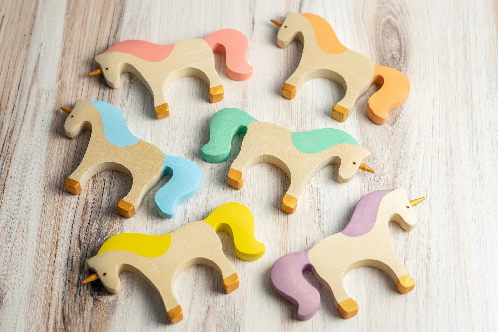 Waldorf large wooden Unicorn toy by PoppyBabyCo