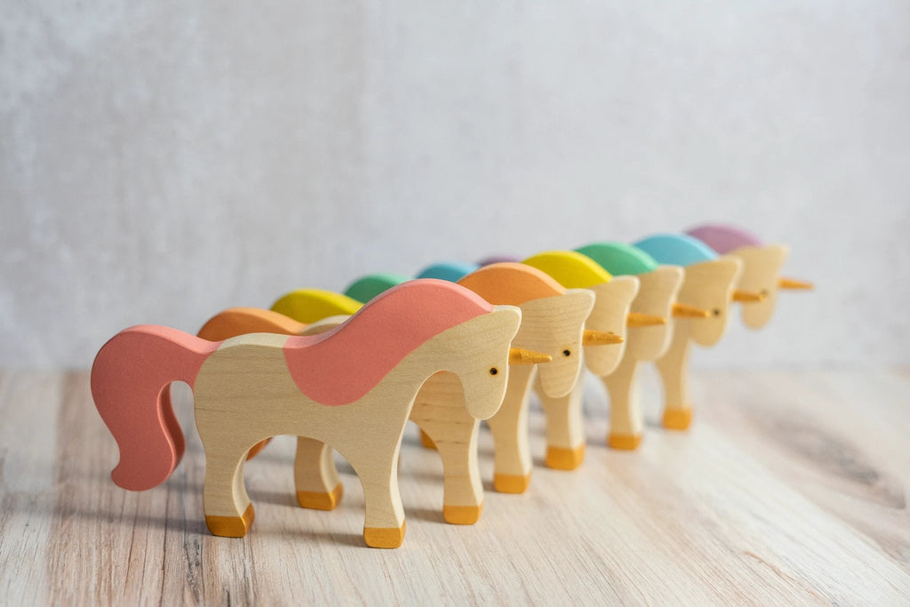Waldorf large wooden Unicorn toy by PoppyBabyCo