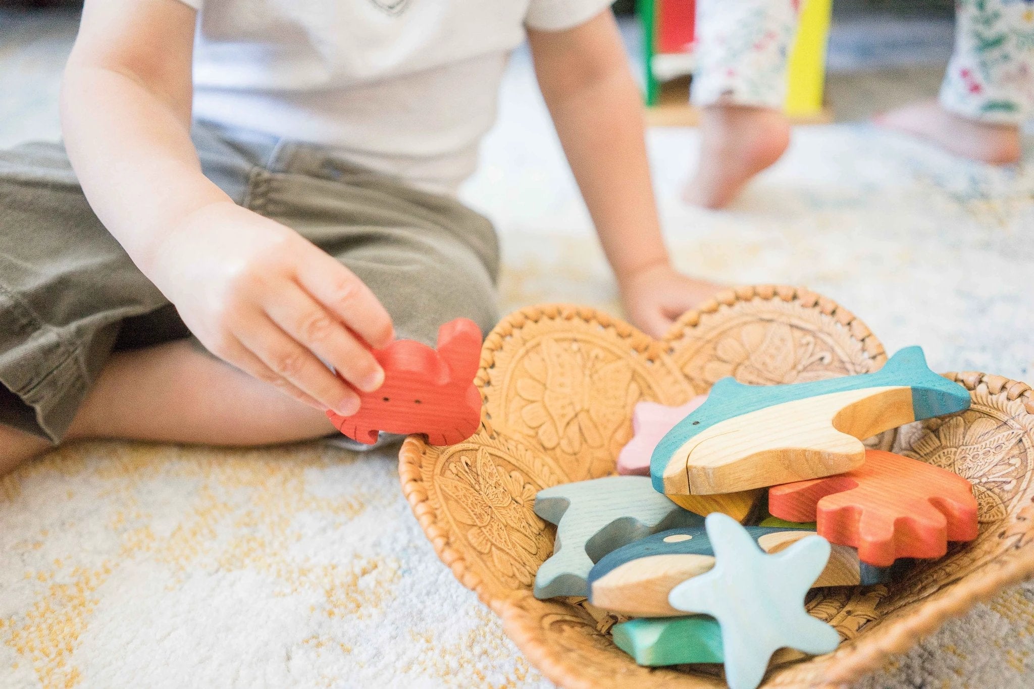 Waldorf wooden Sea Creatures and Fish set-10 pieces by PoppyBabyCo