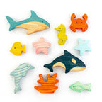 Waldorf wooden Sea Creatures and Fish set-10 pieces by PoppyBabyCo