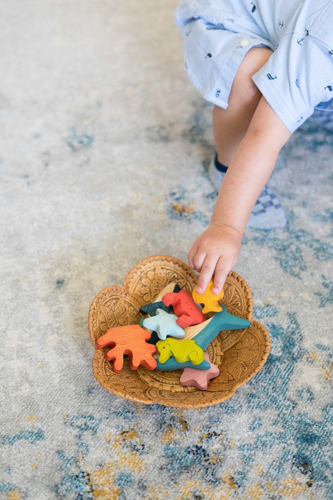 Waldorf wooden Sea Creatures and Fish set-10 pieces by PoppyBabyCo