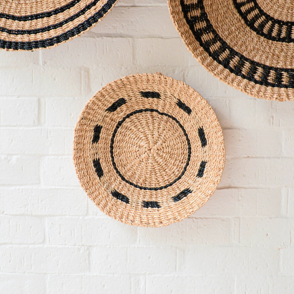 Natural + Black Wall Baskets, Small - Woven Wall Baskets | LIKHÂ by LIKHÂ
